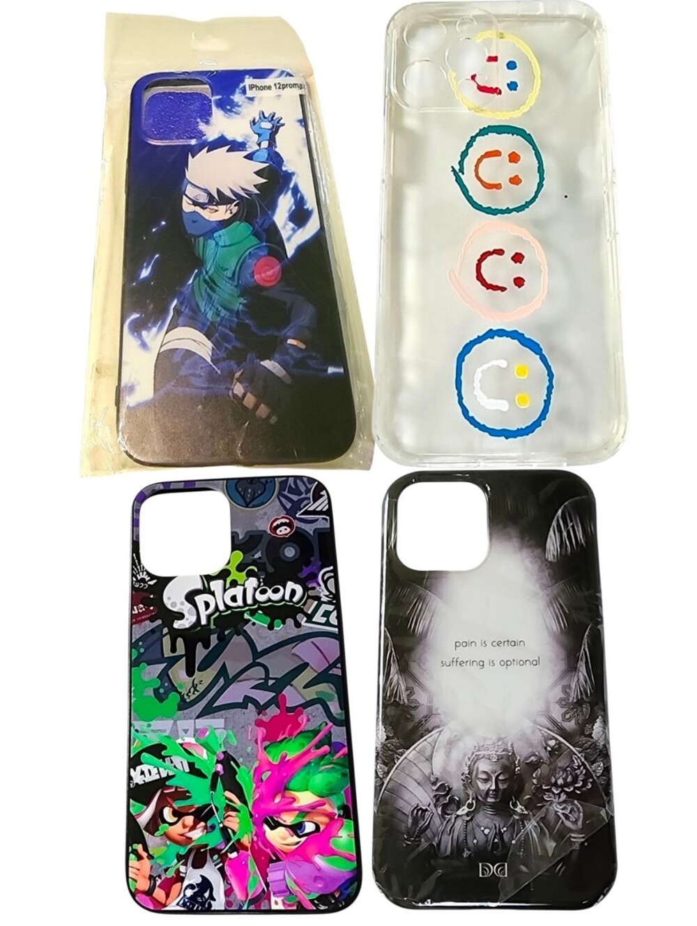 4pc Kakashi Hatake Anime, Lewj Splatoon & Buddha Cases For iPhone 12 Pro Max